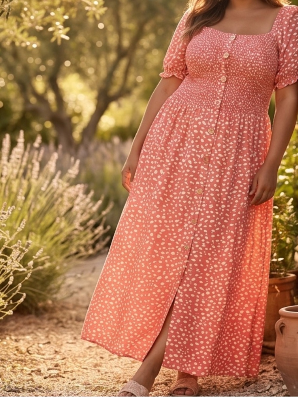 Roxy Red and White Polka Dot Maxi Dress